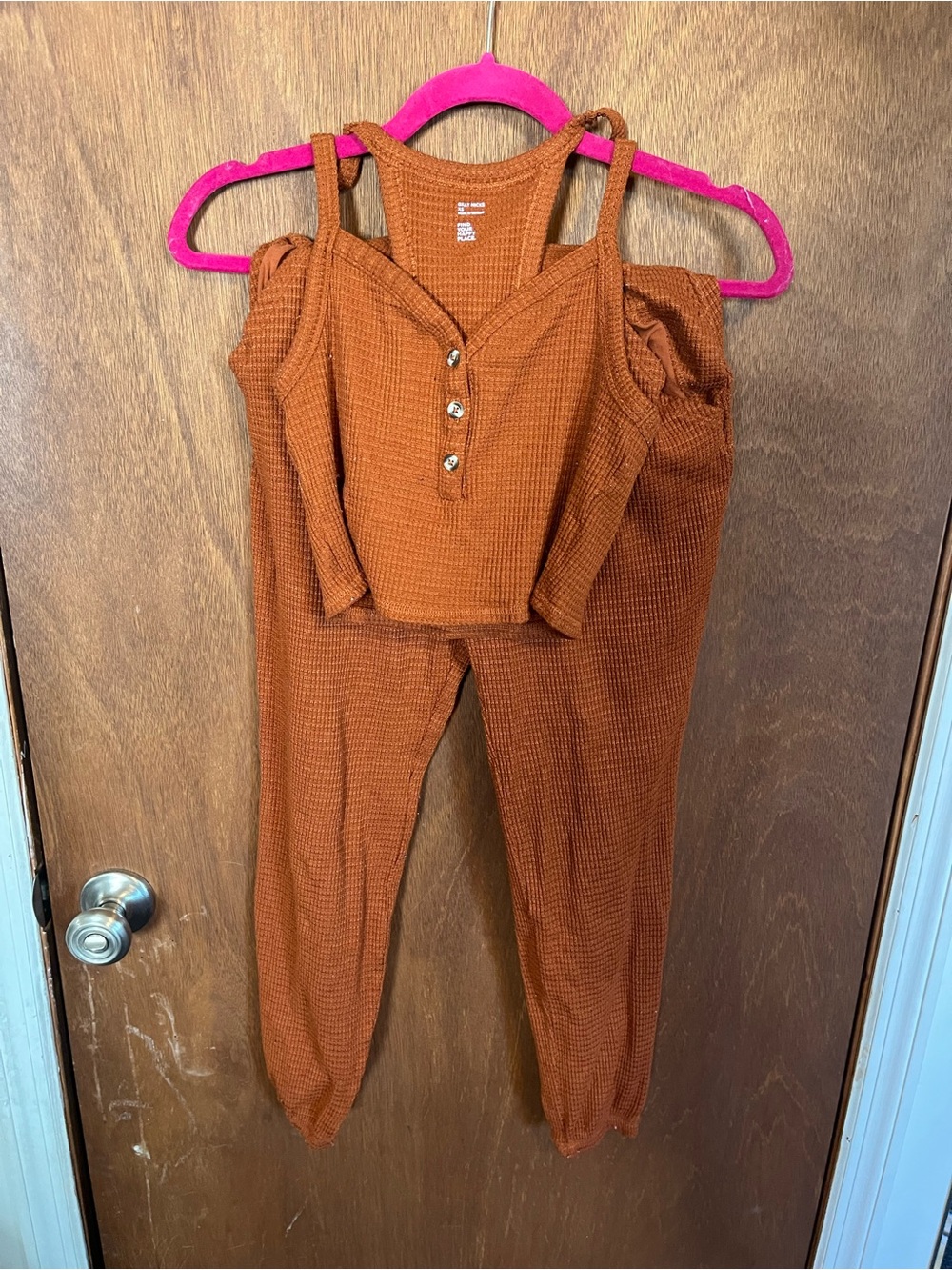 Gilly Hicks Waffle-Knit Two-Piece Set in Rust Orange